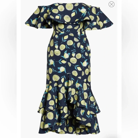 FAME AND PARTNERS Sasha Off the Shoulder Lemon Dress size 10 - Picture 2 of 16